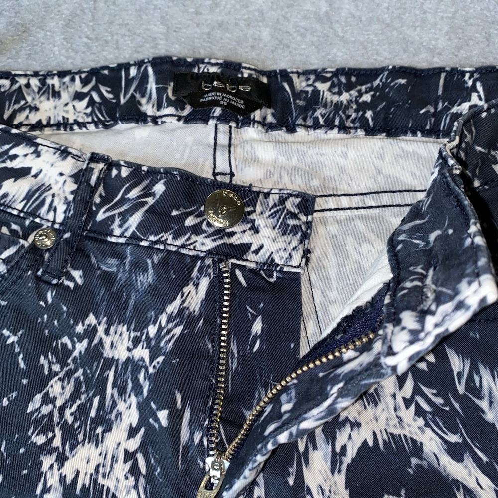 bebe Jeans Women's 28 Skinny Pants Black White Marble Print Stretch Mid Rise - Picture 6 of 16
